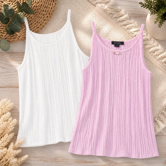 wild fable Tops - Wild Fable Tank Lot XS/S Ribbed Pink White Lot of 2 Basic NWT Women's Cami Top